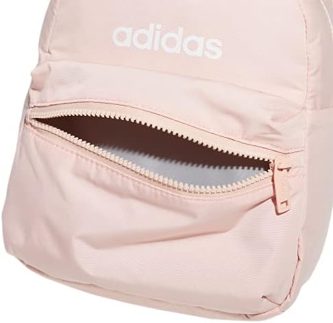 Mini mochila linear da Adidas Mini Mochila Saco de Viagem Pequena, Vapor Rosa/Branco, 10,5 polegadas x8,5 polegadas x4,25 polegadas