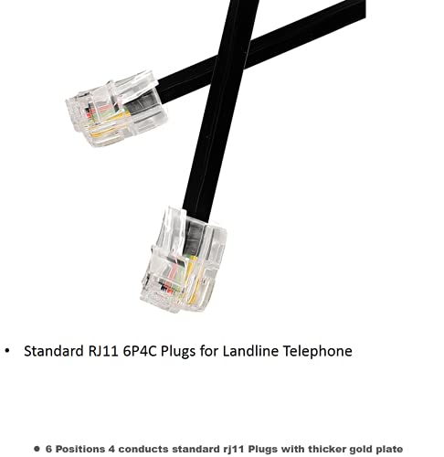 Yumiwoow 20ft Extensão telefone Extensão do cabo do cabo Fio com plugues padrão RJ11 6P4C para telefone fixo,