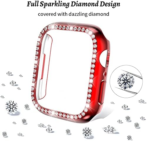 [8 pacote] Caso de strass de placar de PC rígido compatível com a série Apple Watch 7/8 41mm, Bling Crystal Diamond Rhinestone
