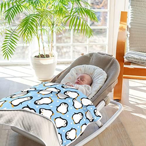Cobertor de pingarte fofo manta de algodão azul para bebês, recebendo cobertor, cobertor leve e macio para berço, carrinho de bebê, cobertores de berçário, 30x40 em