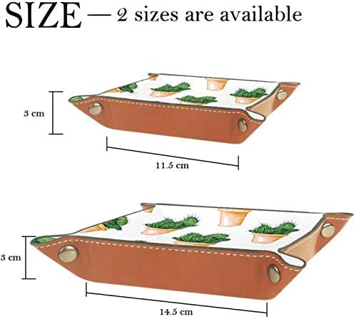 Lyetny Cactus Print Organizer Bandeja caixa de armazenamento Bandeja de desktop Caddy Alteração da carteira Caixa Caixa de moeda Bandejas manobrista, 20.5x20.5cm