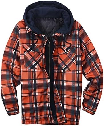 Casa de camisa acolchoada quente masculina Overshirt de xadrez espesso de tamanho macio de casacos de manga comprida com