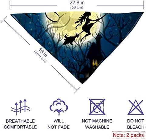 Pacote de Bandanas 2 de cachorro, bruxa de Halloween no lenço de estimação da lua cheia, chiffon bandanas triangle bibs acessórios para pequenos cães grandes cães de cachorro