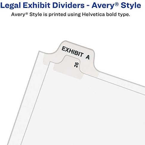 Divisores legais de Avery, títulos de guias individuais premium, tamanho da carta, abas laterais, 18, pacote de 25, branco