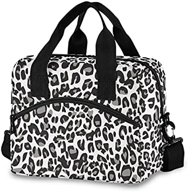 Sacolas de almoço de leopardo preto e branco para mulheres lancheiras à prova de vazamento Bolsa de almoço