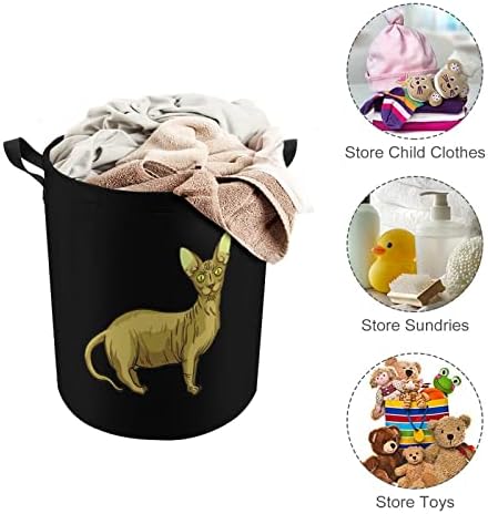 Sphynx Sphinx Cat Kitten 42l Round Roundry Basket Casket Roupas colapsíveis Hampers com tampo