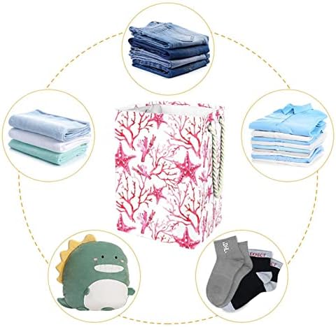 Indivimador Pink Starfish & Coral Lavanderia grande cesto de roupas prejudiciais à prova d'água cesta de roupas para roupas de brinquedos de roupas, decoração para casa de casa para banheiro