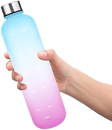 Tsazzz 32 onças garrafas de água com horários para beber BPA Grátis à prova de vazamentos de vazamento Garrafas de água esportiva