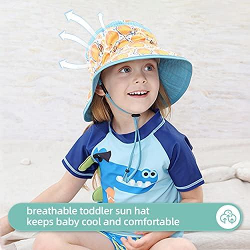 Tisoloow bebê chapéus solar garotos meninas verão upf 50+ Proteção solar Criança de praia chapéu de gola lã de garoto com borda larga