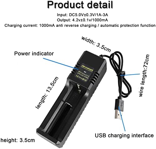 21700 Carregador de bateria, carregador de 21700 de slot único para 3,7V de lítio de lítio 21700.26650.18650.18500.18350.16650