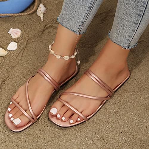 Flipers de verão para mulheres apartamentos vestidos de moda sandálias planas abertas sandálias romanas slides de férias