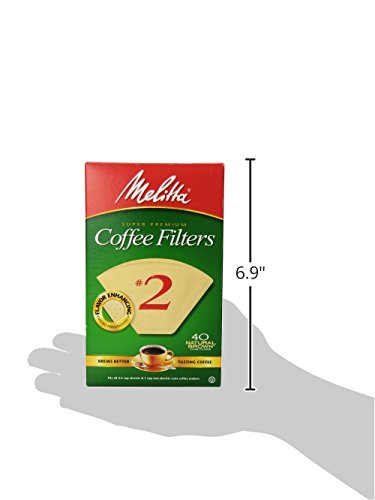 Melitta #2 Cone Coffee Filters, Brown natural, 40 contagem