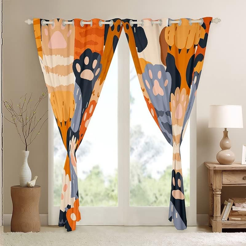 Cortinas de pata de animais de desenho animado erosebridal para crianças meninos meninos, cortinas coloridas de pata de cachorro