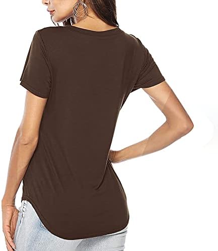 Camisas de cores sólidas simples femininas Camisetas elegantes elegantes ombros casuais blusas de túnica casual com decote