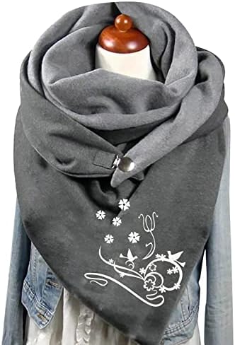 Praço de lenço de inverno para mulheres lenços de botão retrô lenços de algodão multiuso térmicos macios