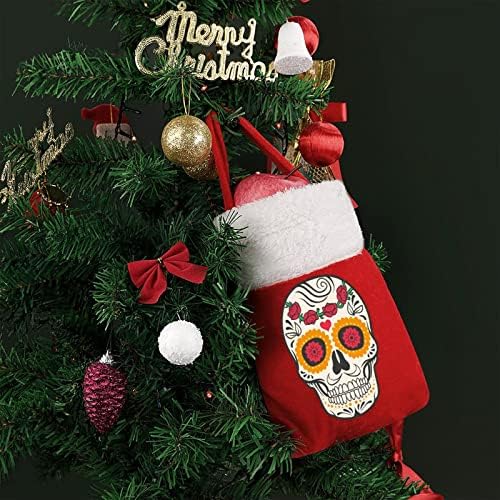 Bolsas de Natal de Caveira de Açúcar Bolsa de armazenamento fofa bolso para presente de doces árvore de Natal pendurada decorativa