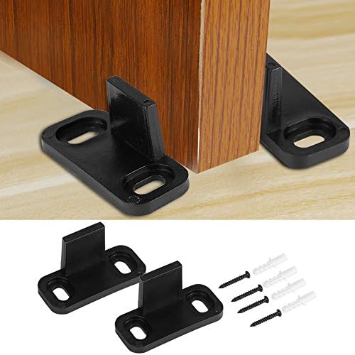 WALFRONT 2PCS/Set Celen Door Piso Guia, Kit preto montado no piso inferior do piso do celeiro, ajustável para portas deslizantes, hardware