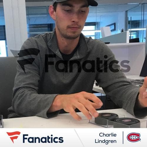 Charlie Lindgren Montreal Canadiens Hockey Autografed Puck - Pucks autografados da NHL