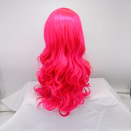 Sylvia destaque rosa peruca amarela longa onda corporal renda peruca cacheada parecer natural parto grátis de 150% de densidade