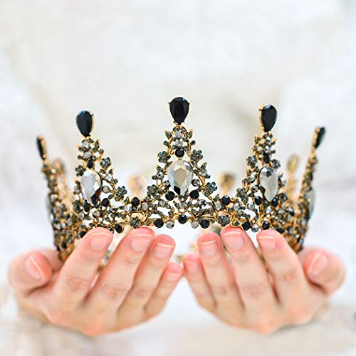 Nicute Barroco Rhinestone Tiaras e coroas vintage Gold Bride Crystal Tiara Queen Wedding Bands Jóias para mulheres