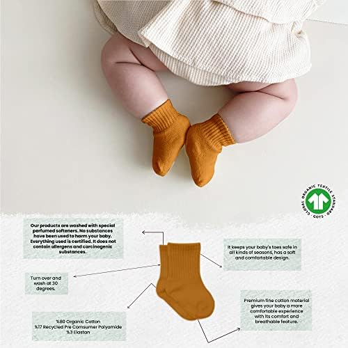 Bistyle Baby Grip Socks 6 pares | Recém -nascidos crianças pequenas garotas de algodão orgânico | Crianças meninas meninas tornozelo meias