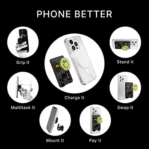 Carteira de telefone Popsockets com aderência em expansão, suporte para cartão telefônico, carregamento sem fio compatível,