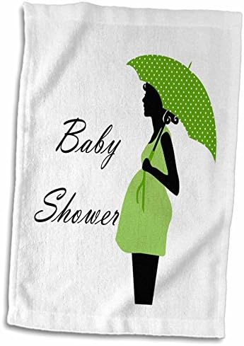 3drose estampa de chá de bebê com dama grávida e guarda -chuva em limão - toalhas