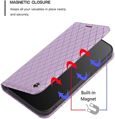 Caixa da carteira XYX para Samsung S23 Ultra, RFID bloqueando slots de couro PU PU PU Slots de choque de choques de choques de choque para Galaxy S23 Ultra 5G, roxo