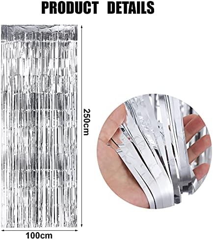 Sdfsdf 9 pacote 3,3 x 8,2 pés cortinas de papel alumínio cortinas franjas de tinsel cenário de barrancos de brilho Metal