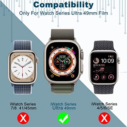 [4 pacote] Protetor de tela Compatível com Apple Watch Ultra 49mm, protetor de tela de vidro temperado à prova d'água compatível com Iwatch Ultra 49mm SmartWatch