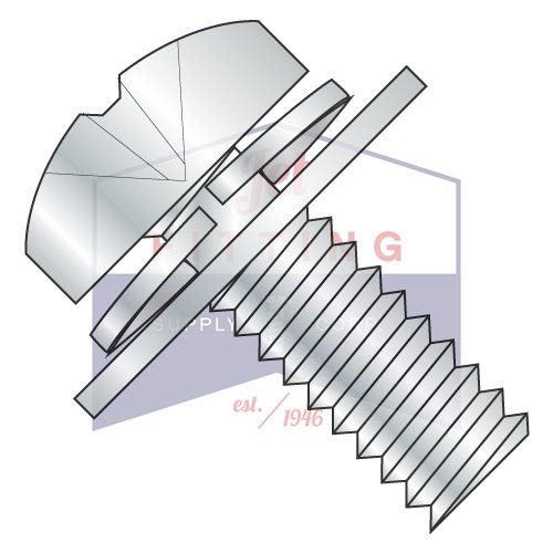 10-32x3/8 parafusos duplos SEMS | Arruelas planas e divididas regulares | Phillips | Cabeça de pan | 18-8 aço inoxidável