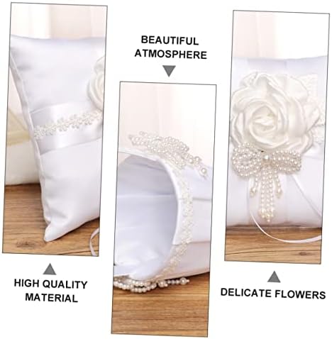 ABAODAM 2PCS Cesto de cesta de flores Pillow Bridal Pillows White Wreath Decor Ring Pillow para Cerimônia de Casamento