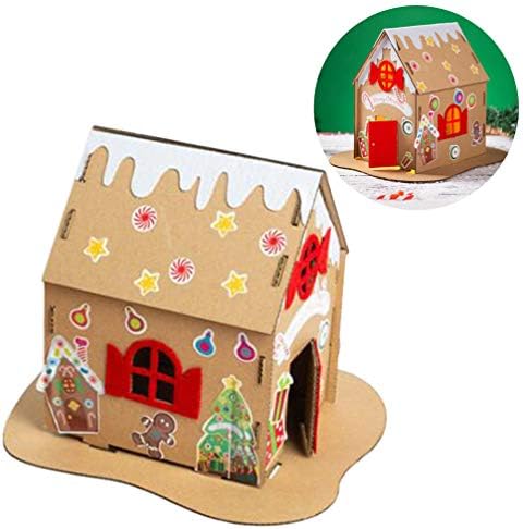 AMOSFUN Christmas Gingerbread Houses Lighted Cabin House Mini Cookie House Village Decor Handmade DIY Kits para crianças