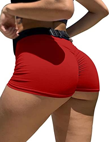 Mizoci feminino sexy ginástica shorts de saídas de altura shorts de treino ruched