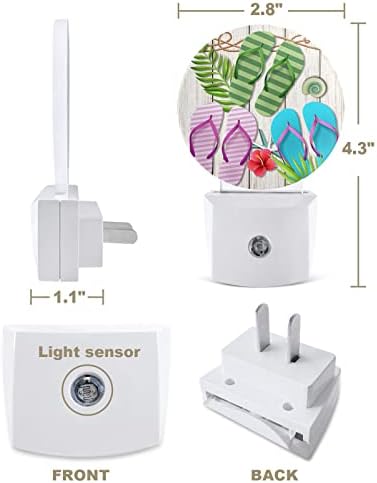 Luz noturna de chinelos de verão para crianças, adultos, meninos, meninas, criança, viveiro de bebês, banheiro quarto halleteiro higiênico portátil plug in Wall Night Light Sensor automático folhas de palmeira de praia Farmhosue