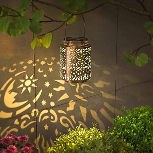 Gardencave 2 lanternas solares de pacote ao ar livre luzes solares decorativas de metal aquático de metal solar lanterna