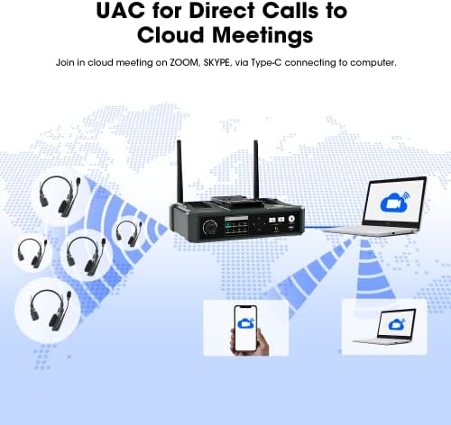 Hollyland SolidCom C1 4 Usuário Configurar o conjunto de 9 usuários necessário Hub único + fones de ouvido remotos + pacote de fone de ouvido com fio 1.9 GHz Sistema de intercomunicação sem fio Full-Duplex para comunicação da equipe