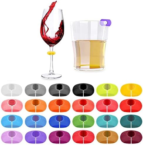 Beissaier 26pcs tags de vidro de vinho, marcadores de bebidas de vidro de vinhos de plástico para a festa de bar martinis
