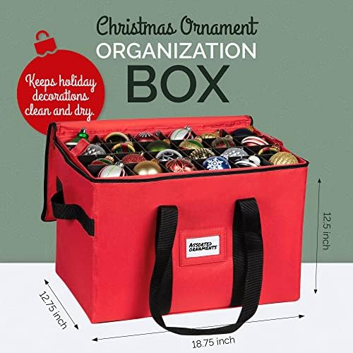 Contêiner de armazenamento de ornamentos de Natal - lojas de caixas de até 96 - 3 Ornamentos - com 4 bandejas individuais