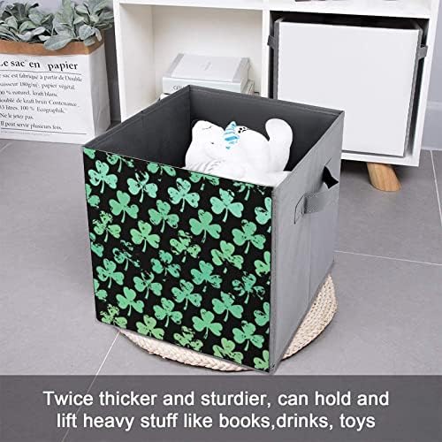 Nudquio Green Grunge Clover Dobring Bins de armazenamento caixas dobráveis ​​Cubo de tecido Organizador simples com alças para casas