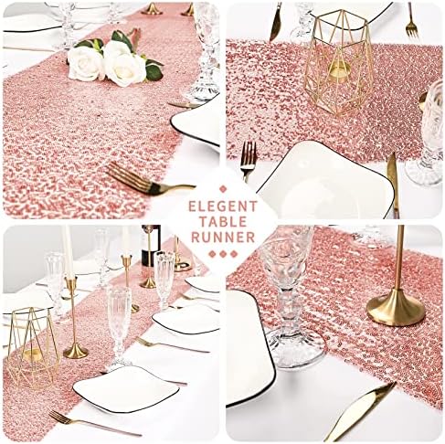 Fani 12 pacote de lantejoulas de ouro rosa rosa corredor 12 x 72 Tabela de lantejoulas retângulo para mesas de casamento Capas de mesa de brilho para festas Decorações de casamento de banquetes
