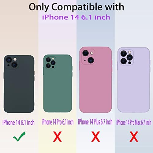 Xinyiwei para iPhone 14 Case ， Líquido Silicone Ultra Slim Caso ， vem com 2 pacotes de protetores de tela de vidro temperado HD + 2 pacotes de kits de filme ， Case para iPhone 14 6,1 polegadas