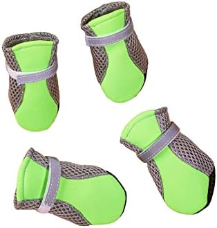 QWINEE 4PCS Sapatos de cachorro respiráveis ​​Bloco de cores Anti-deslizamento Sapatos macios Soas de cachorro PAW Protetor