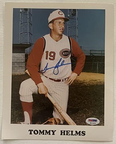 Tommy Helms assinado autografado brilho 8x10 foto Cincinnati Reds - PSA/DNA autenticado