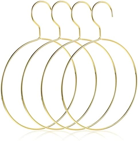 Organizador de cachecol de zerodeko 4pcs redondo cabide de cachecol de cachecol de cachecol Organizador de armário Caixa de cinto de anel redondo cabide de xale de xale para armário para armário organização de guarda -roupa Golden Metal Hangers