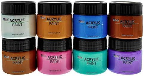 Art Supply 8 Color Jar jarra de tinta acrílica metálica Conjunto de 100 ml - Artista profissional Bright and Vivid Cores