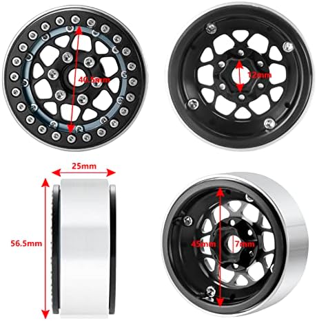 1,9 polegadas de roda de beadlock, 4pcs/conjunto de aros de roda de metal para 1/10 SCX10 AXIAL TRX-4 D90 CC01 90034 RC CRAWLER