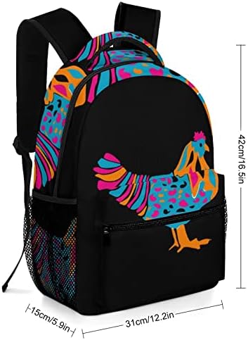 Frango brilhante Backpack de grande capacidade Graphic impressa 16in para viagens escolares