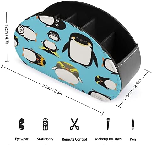 Penguins Control Remote Control/Caddy/Box/Bandey com 5 Compartamentos PU Organizador de couro com padrão impressa fofo