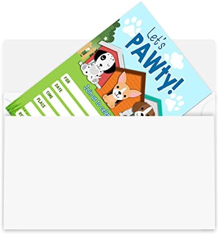 Convites de festa de aniversário de cachorro para crianças para crianças, cartões de convites para festas para comemoração